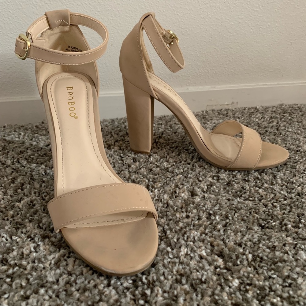 Bamboo Nude Chunky Heels
